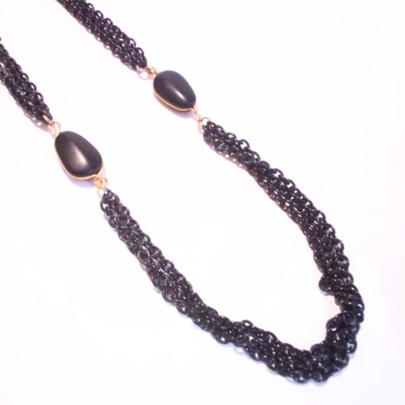 Vintage Signed Lisa Long Multi Strand Black Beaded Necklace Drop Earring Demi - Picture 5 of 7